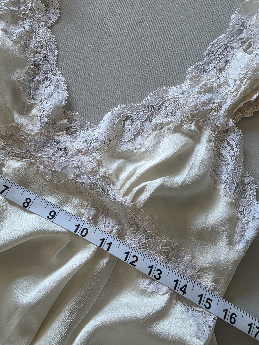 Christian Dior Vintage Ivory Lace  Trim Maxi Nightgown Slip Dress S - Picture 12 of 16